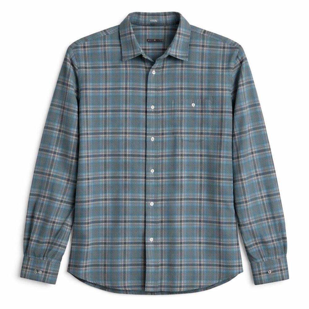 Toad&Co Outdoor Plaid Shirt Cotton Blue Men L Rugged Casual Classic